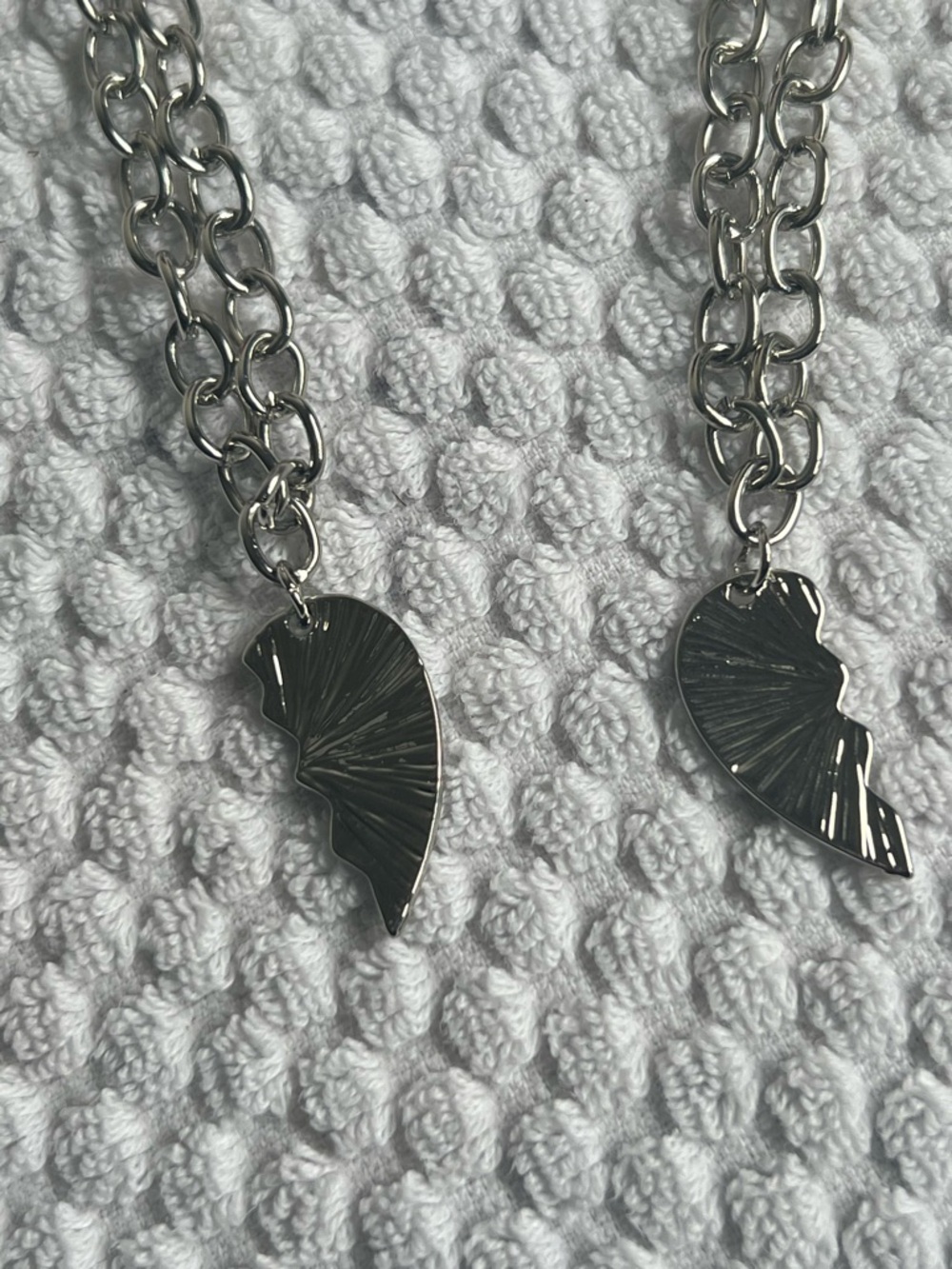 Set of Silver Tone Heart Pendant Necklace